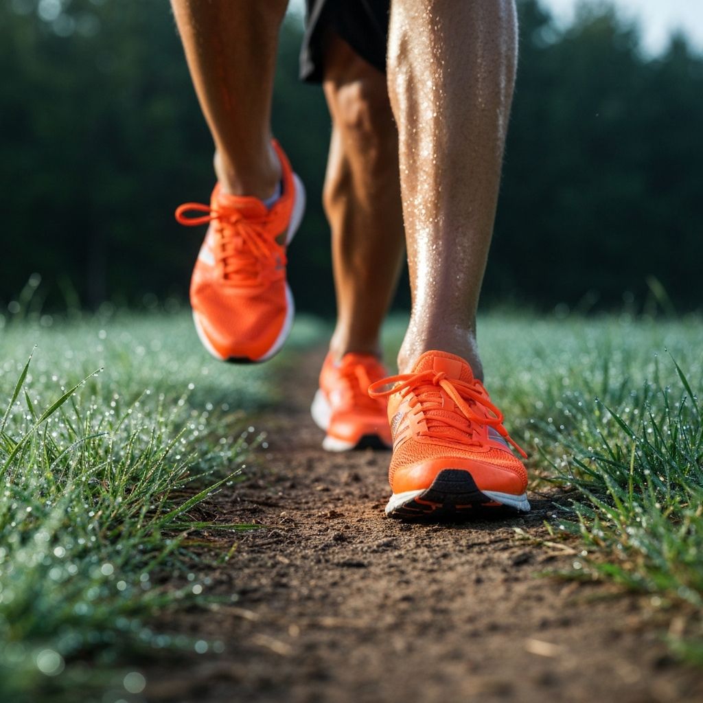 Running shoes on track